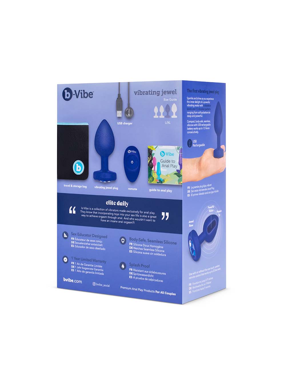 B-Vibe Vibrating Jewel Plug L/XL- Box Back