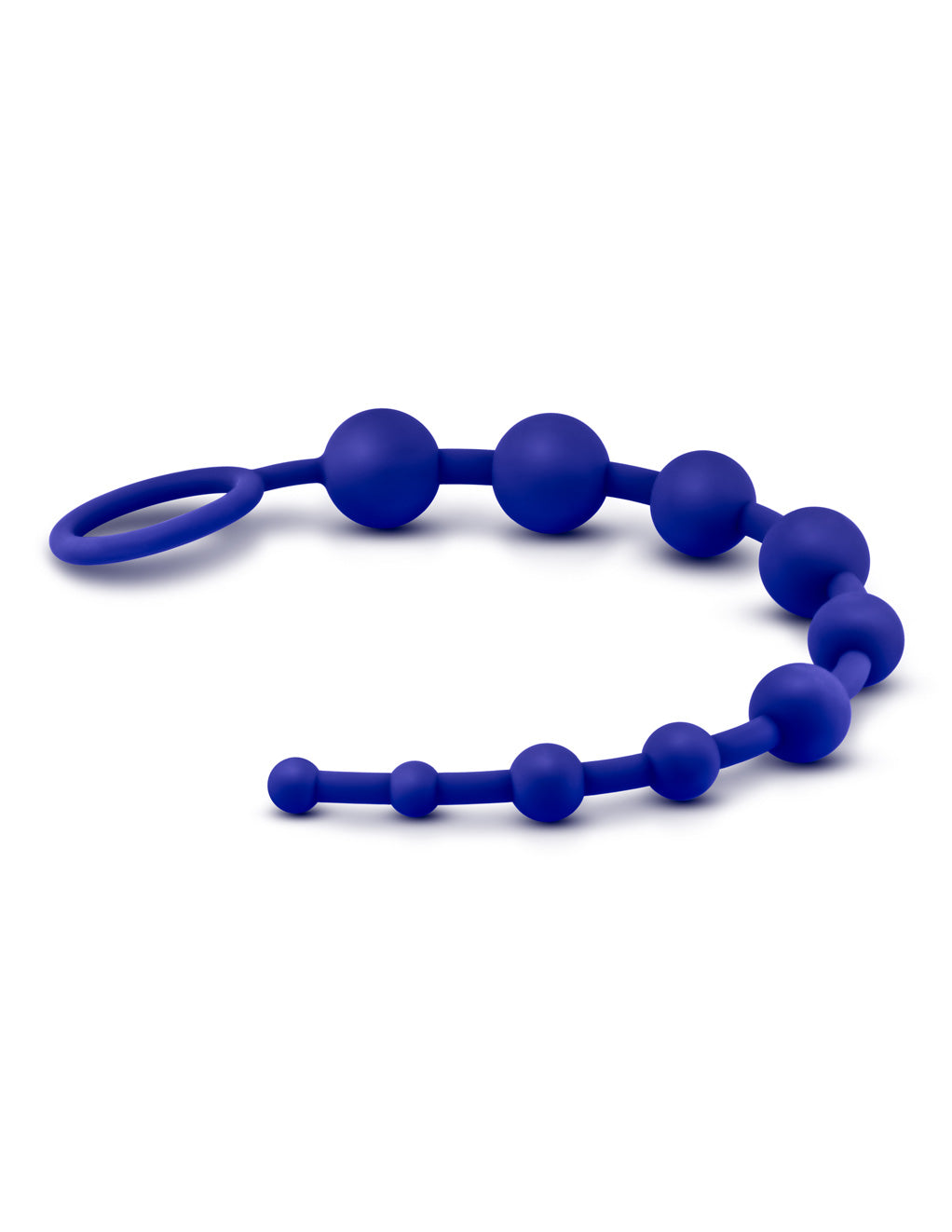 Luxe Silicone 10 Anal Beads- Indigo- Laying down