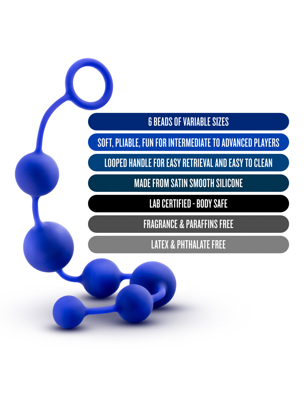 Performance Silicone Anal Beads- Blue- Features