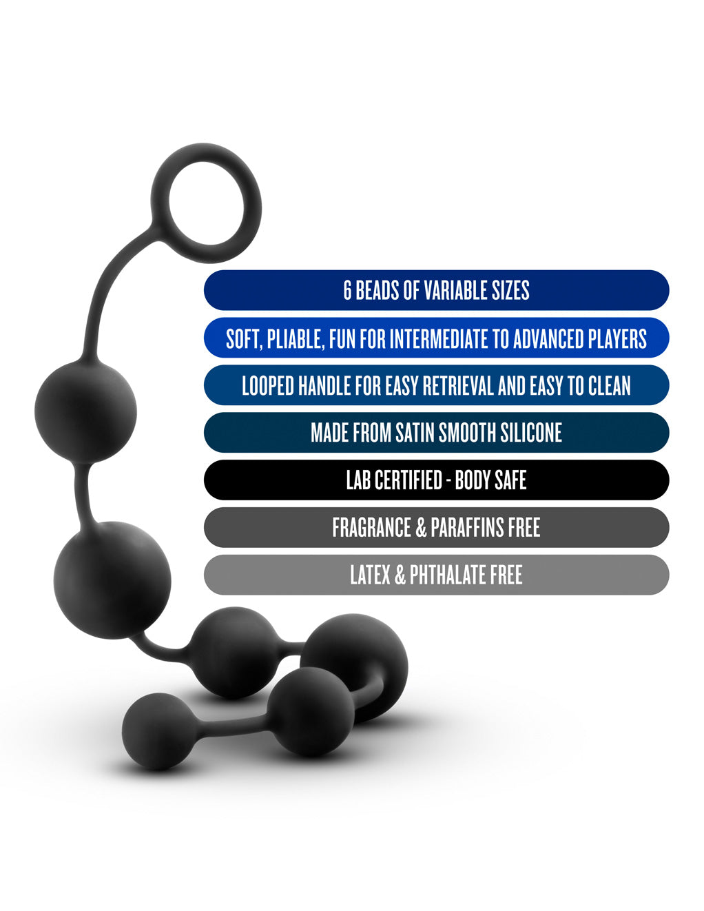 Performance Silicone Anal Beads- Black- Features