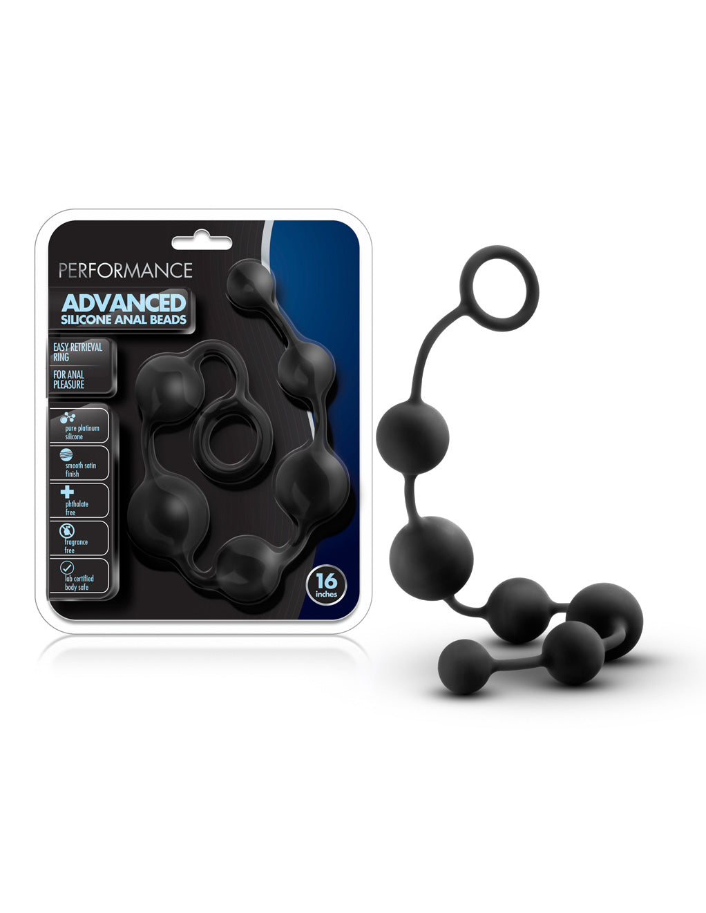 Performance Silicone Anal Beads- Black- Box