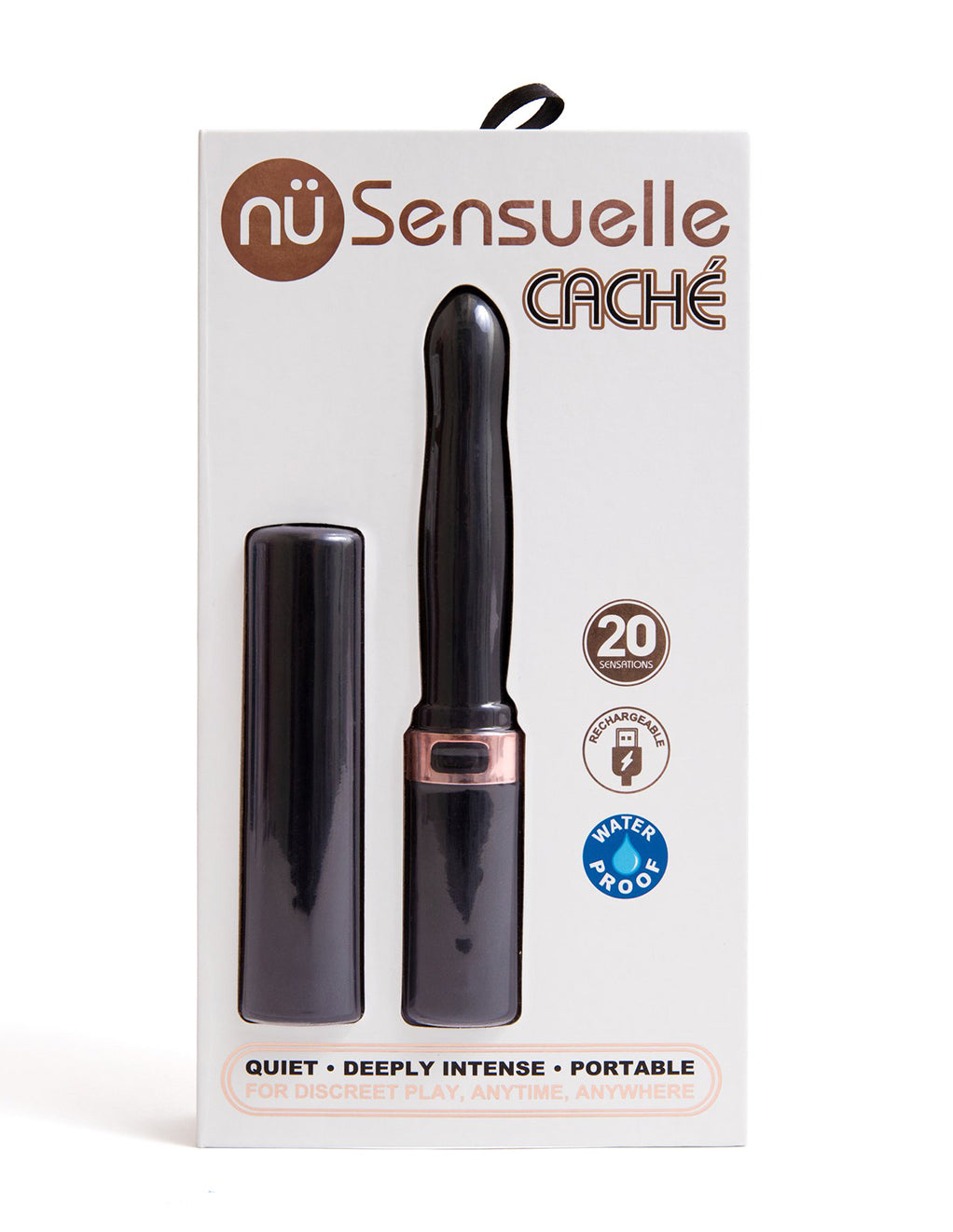 Nu Sensuelle Cache 20 Function Vibrator- Black- Package