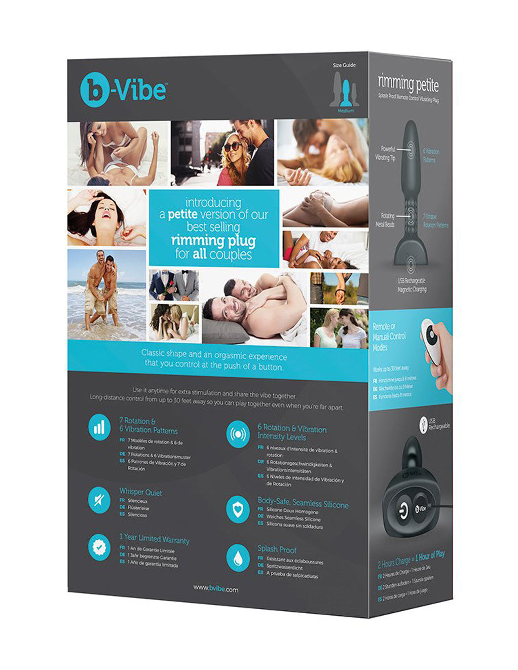 B-Vibe Petite Rimming Butt Plug- Black- Box- Back