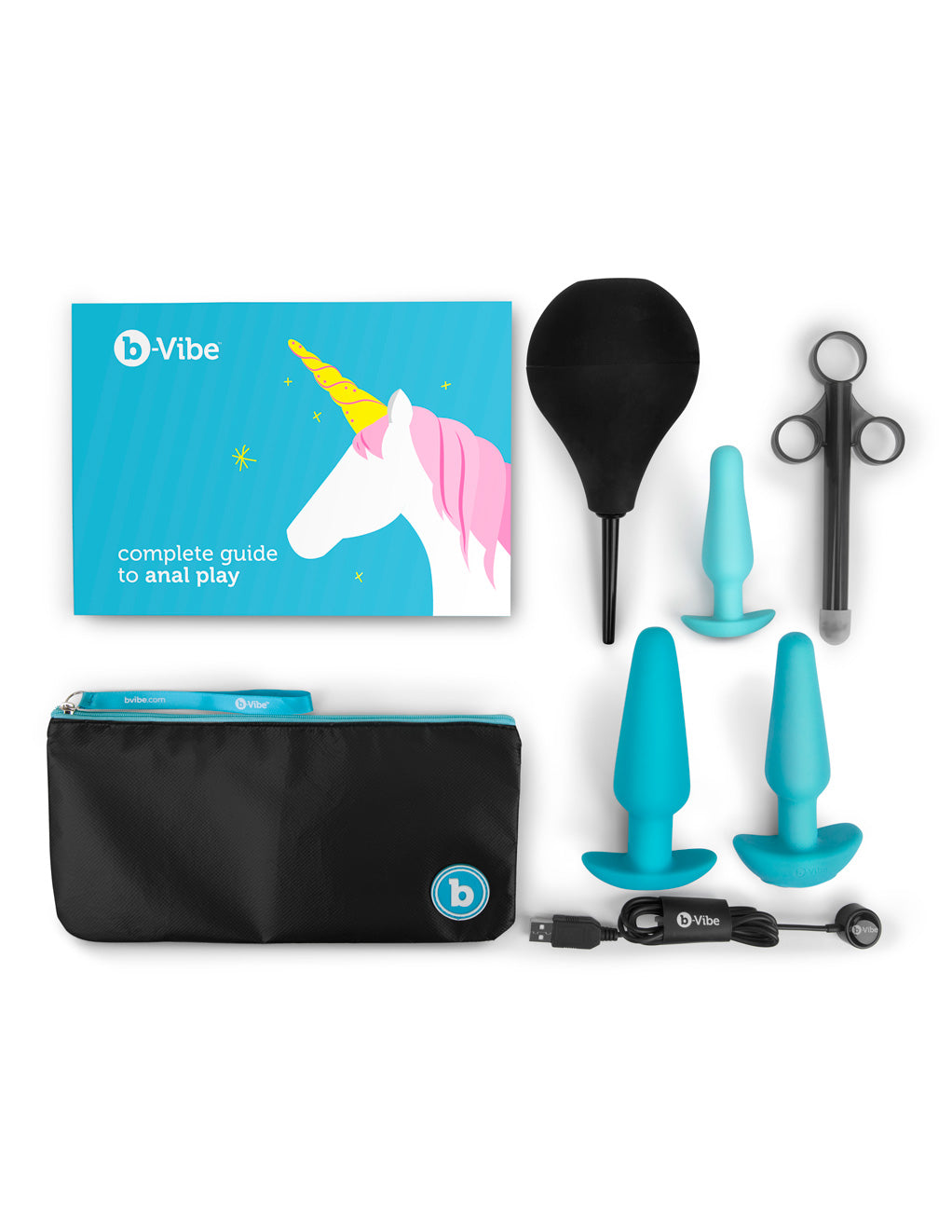 B-Vibe Anal Training & Education Set- Blue- Contents