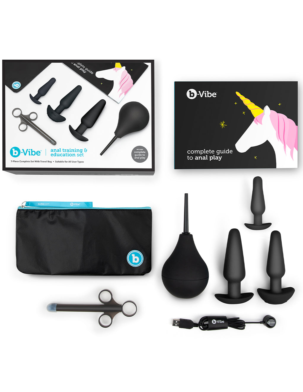 B-Vibe Anal Training & Education Set- Black- Set