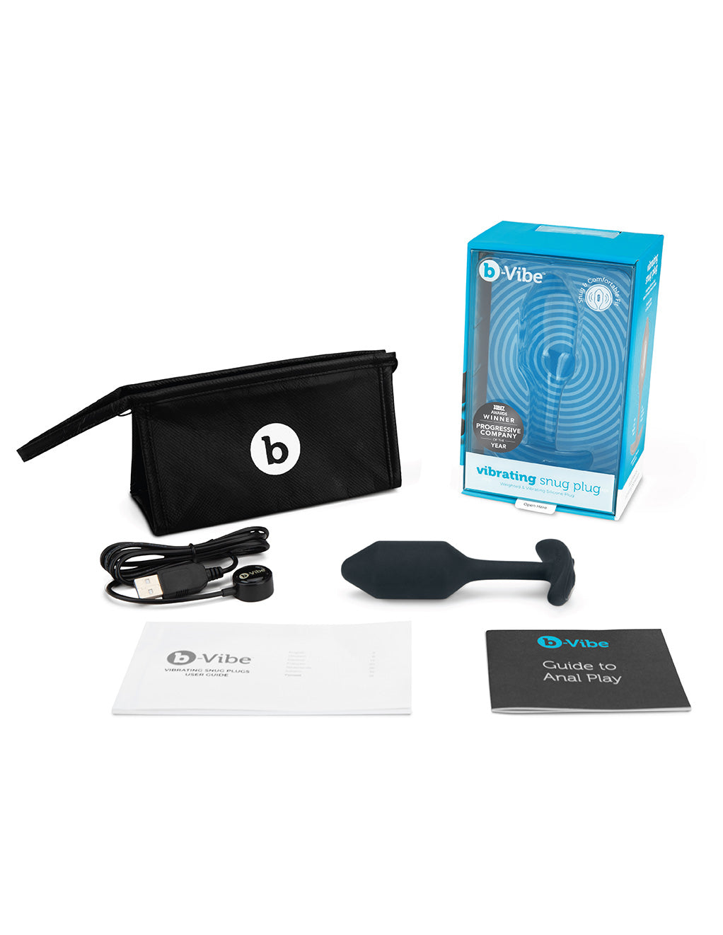 B-Vibe Medium Vibrating Snug Plug- Black- Contents