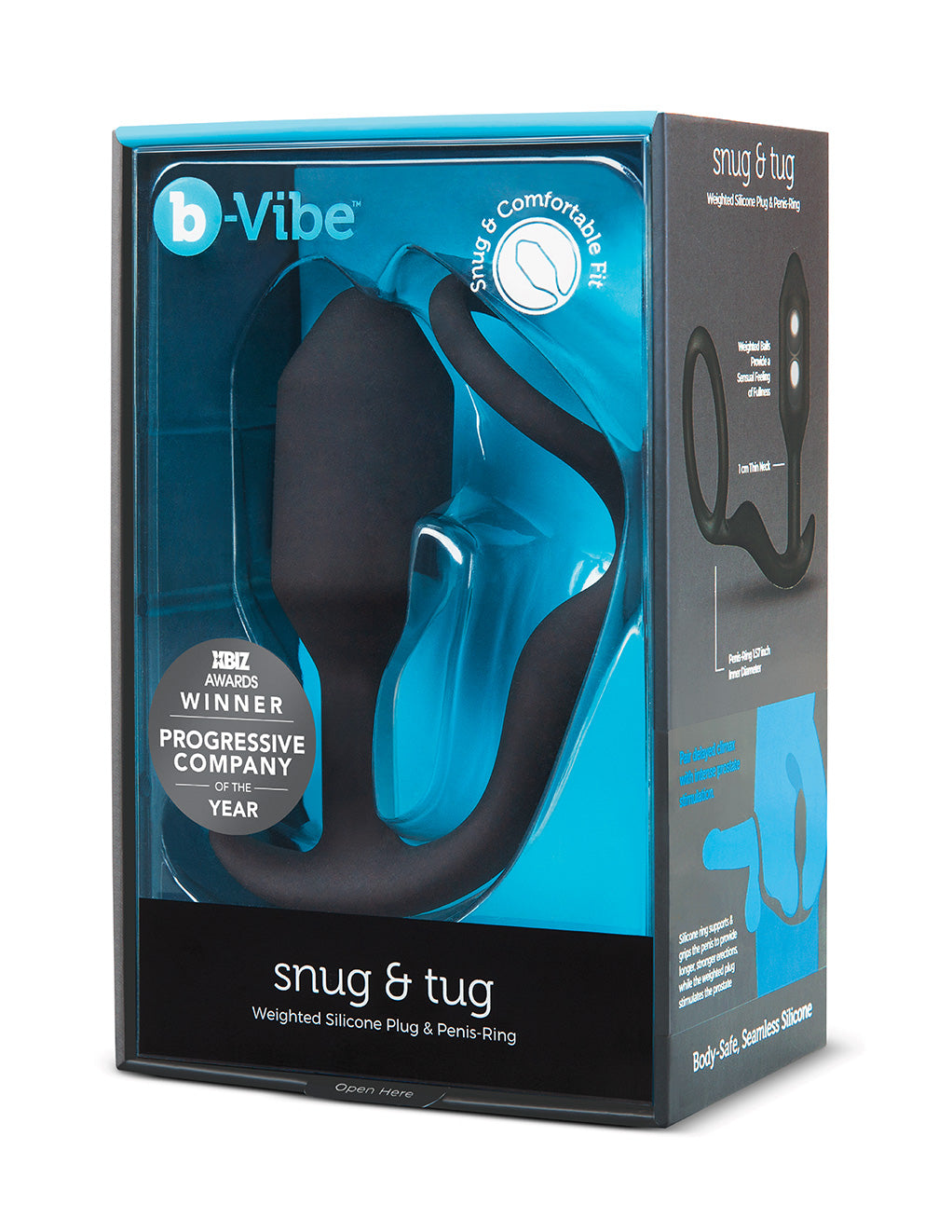 B-Vibe Snug & Tug Weighted Silicone Anal Plug and Cock Ring- Front box