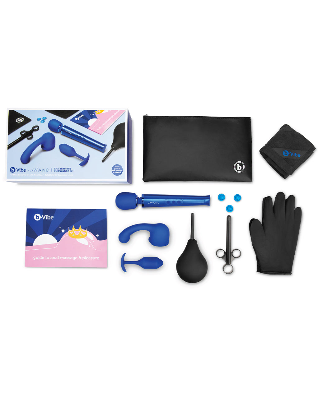 B-Vibe Anal Massage and Education Set- Blue- Whole Set