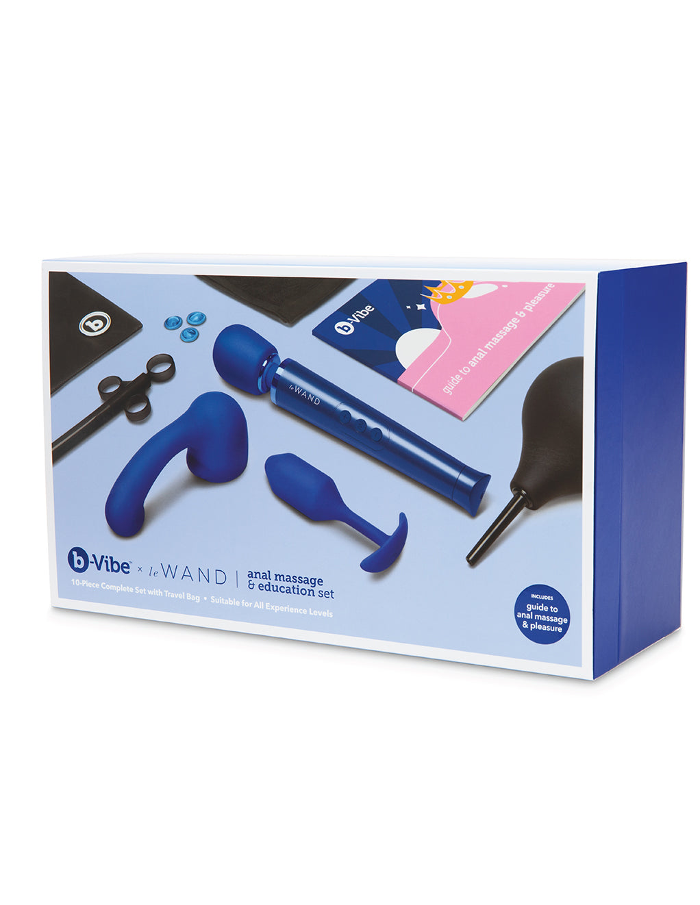 B-Vibe Anal Massage and Education Set- Blue- Box- Front