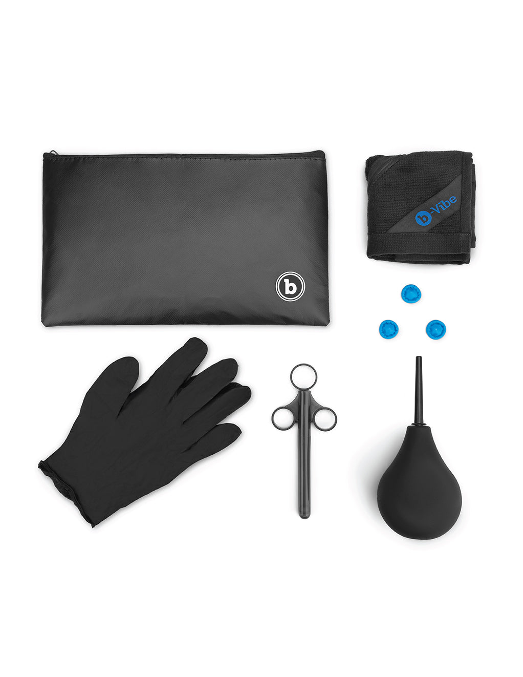 B-Vibe Anal Massage and Education Set- Blue- Gloves- Set