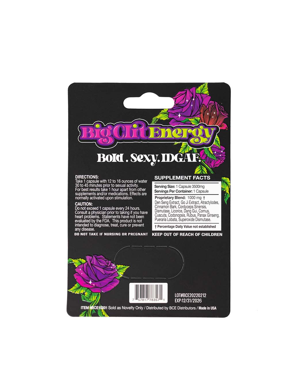 Big Clit Energy Women's Supplement- Back