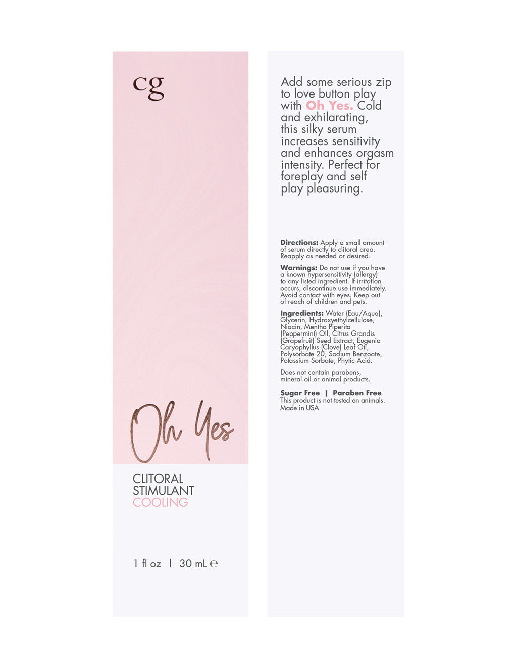 Oh Yes Clitoral Stimulant Cooling 1oz Box Both Sides