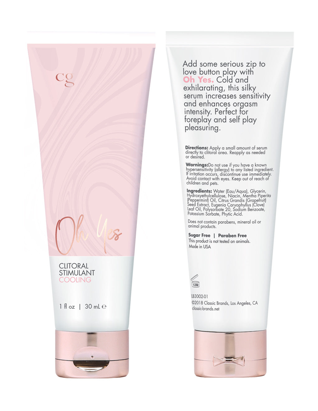 Oh Yes Clitoral Stimulant Cooling 1oz Tube Both Sides