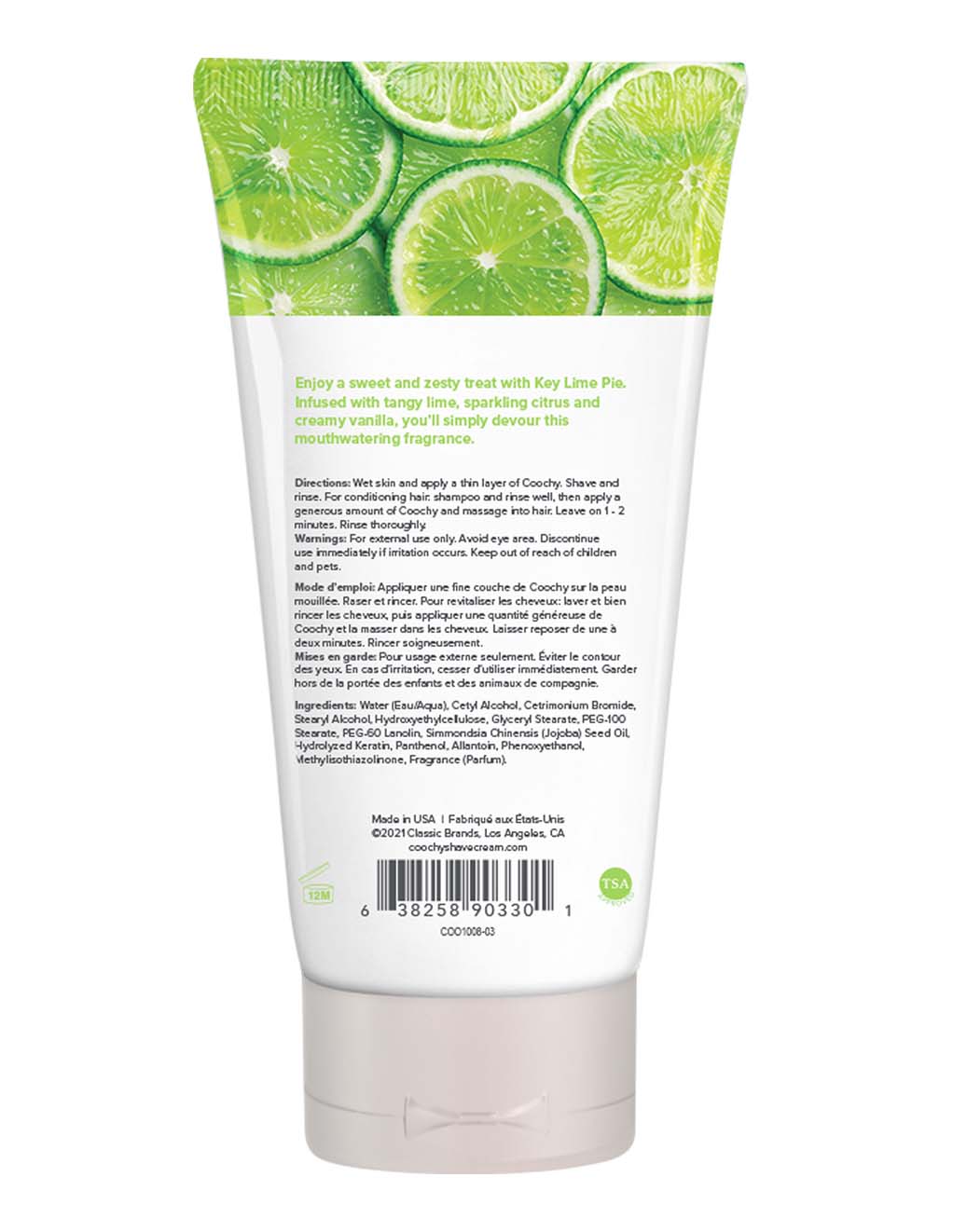 Coochy Shave Cream Key Lime Pie- 3.4 oz - Back