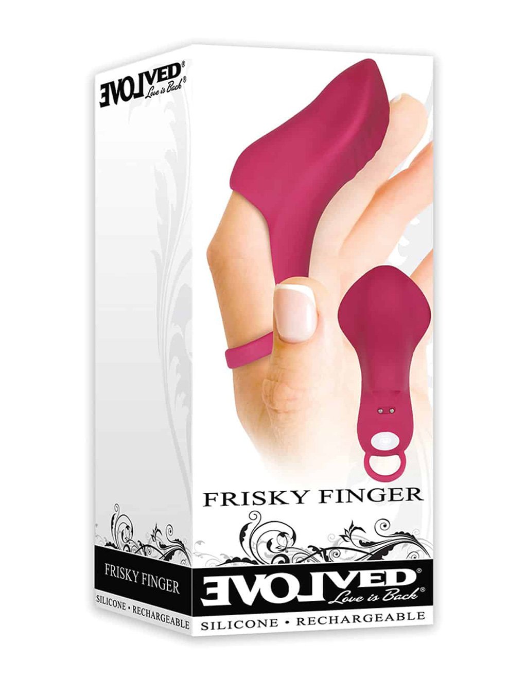 Evolved Frisky Finger Rechargeable Finger Vibrator- Front box