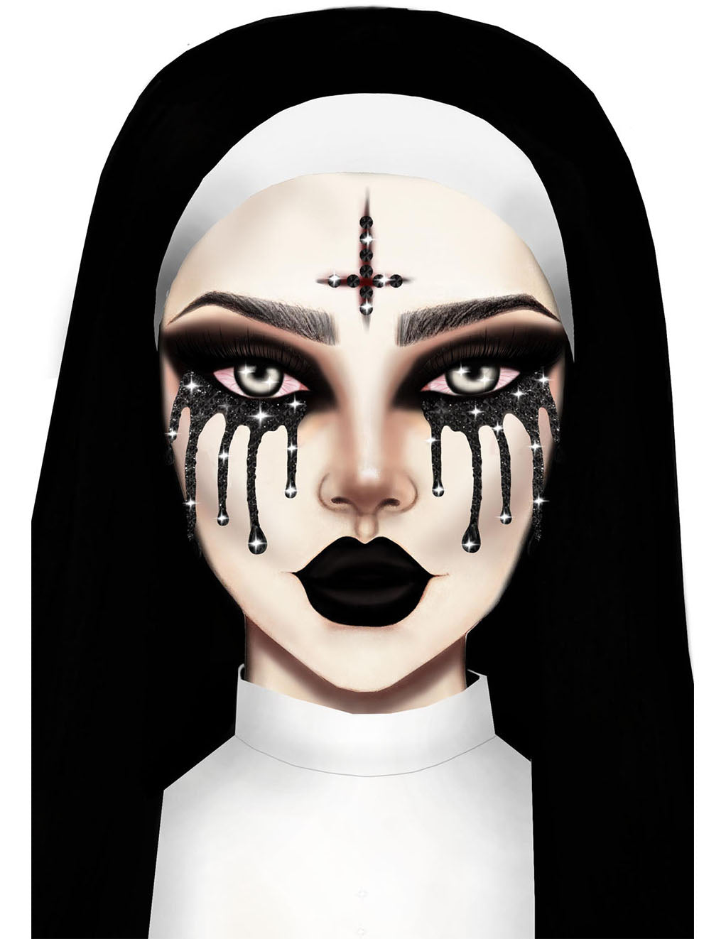 Leg Avenue Possessed Adhesive Face Jewels Sticker- On Model