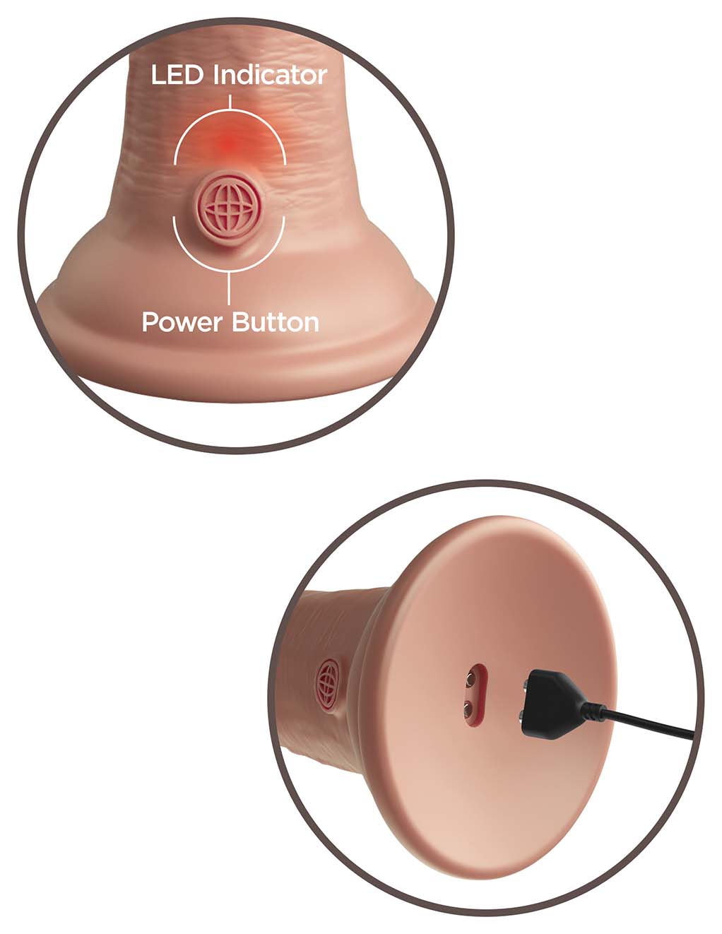 King Cock Elite 6" Vibrating Cock- Charger