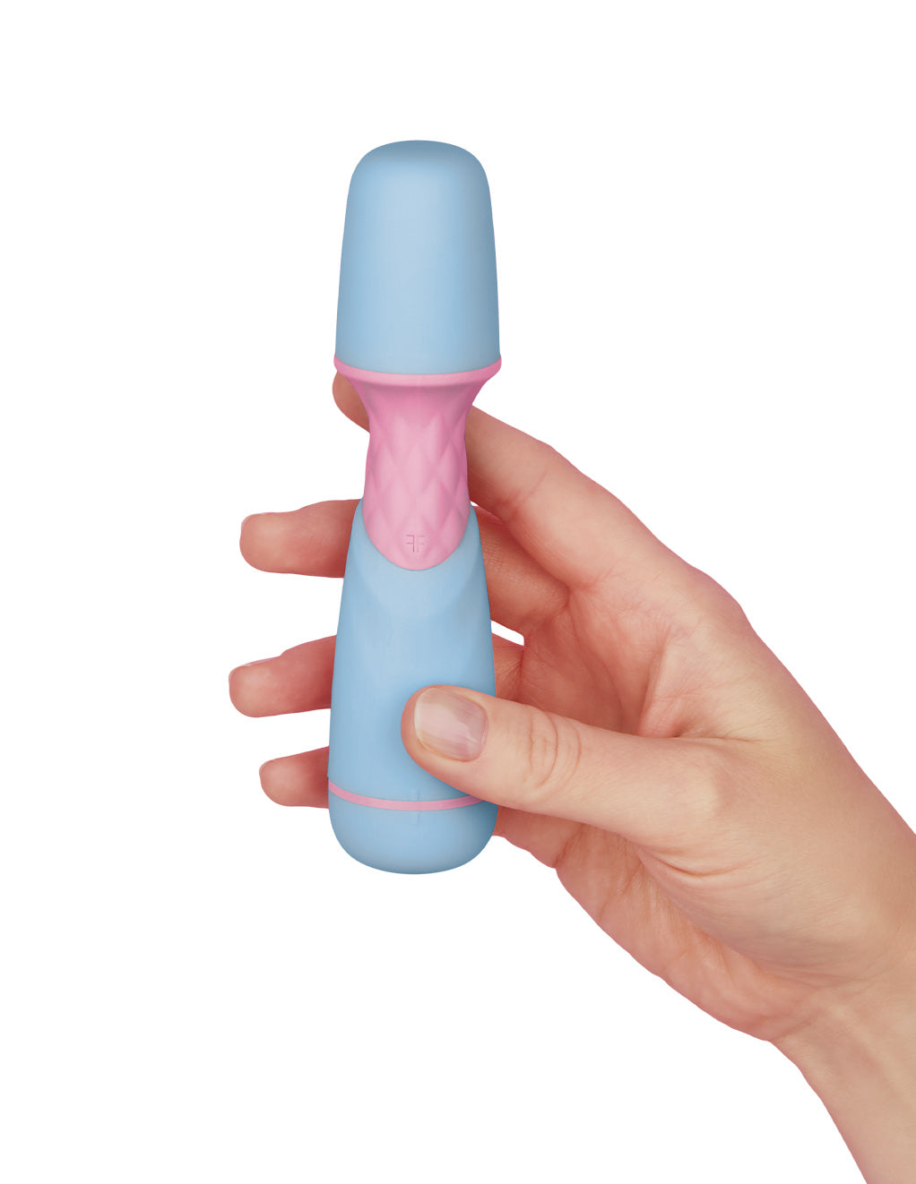 Femme Funn Ffix Vibrating Wand- Light Blue- In Hand