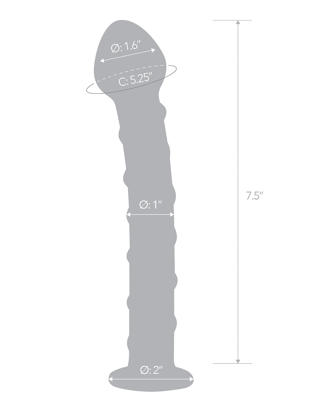 Glas Mr. Swirly 8" Dildo- Dimensions
