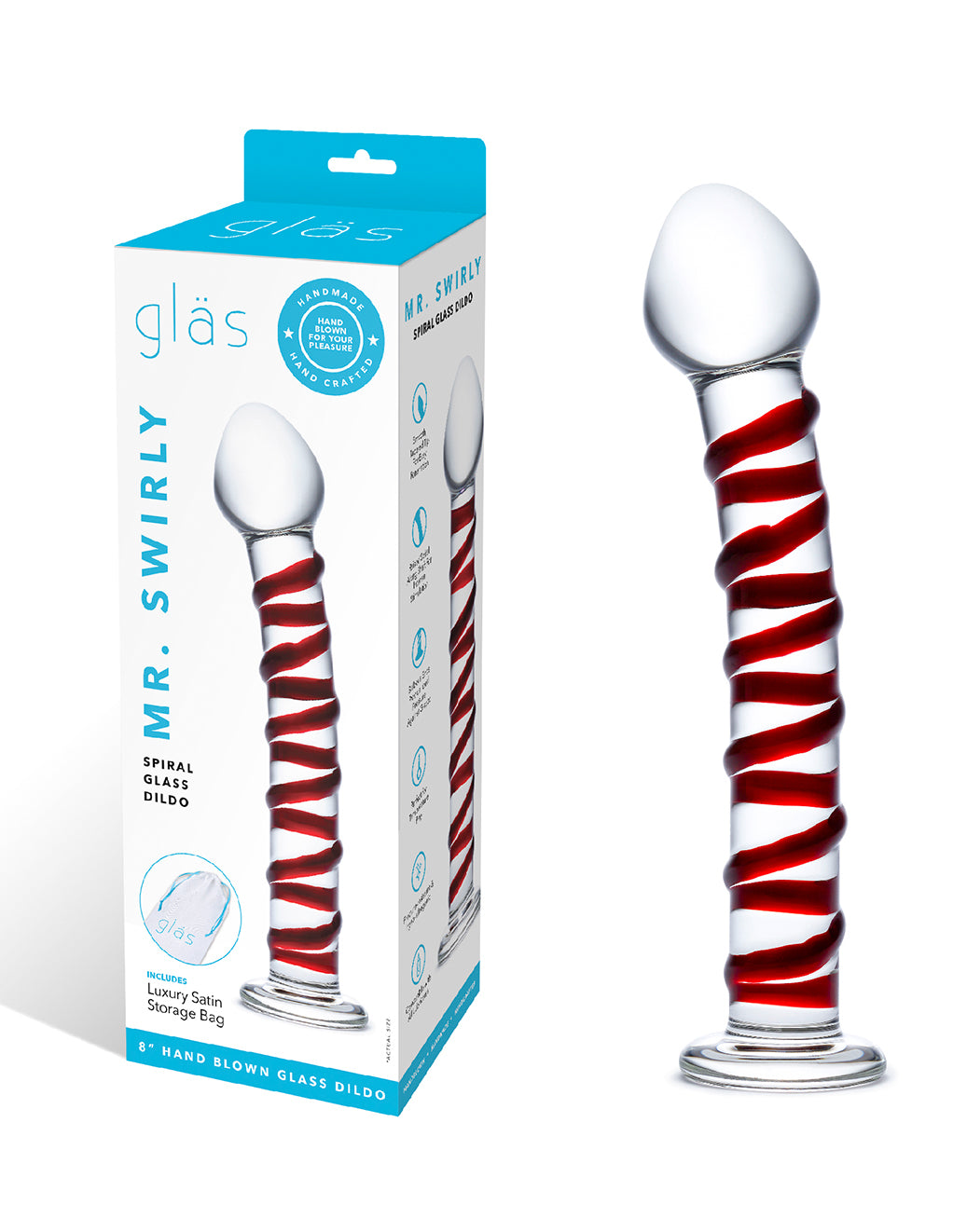 Glas Mr. Swirly 8" Dildo- Package