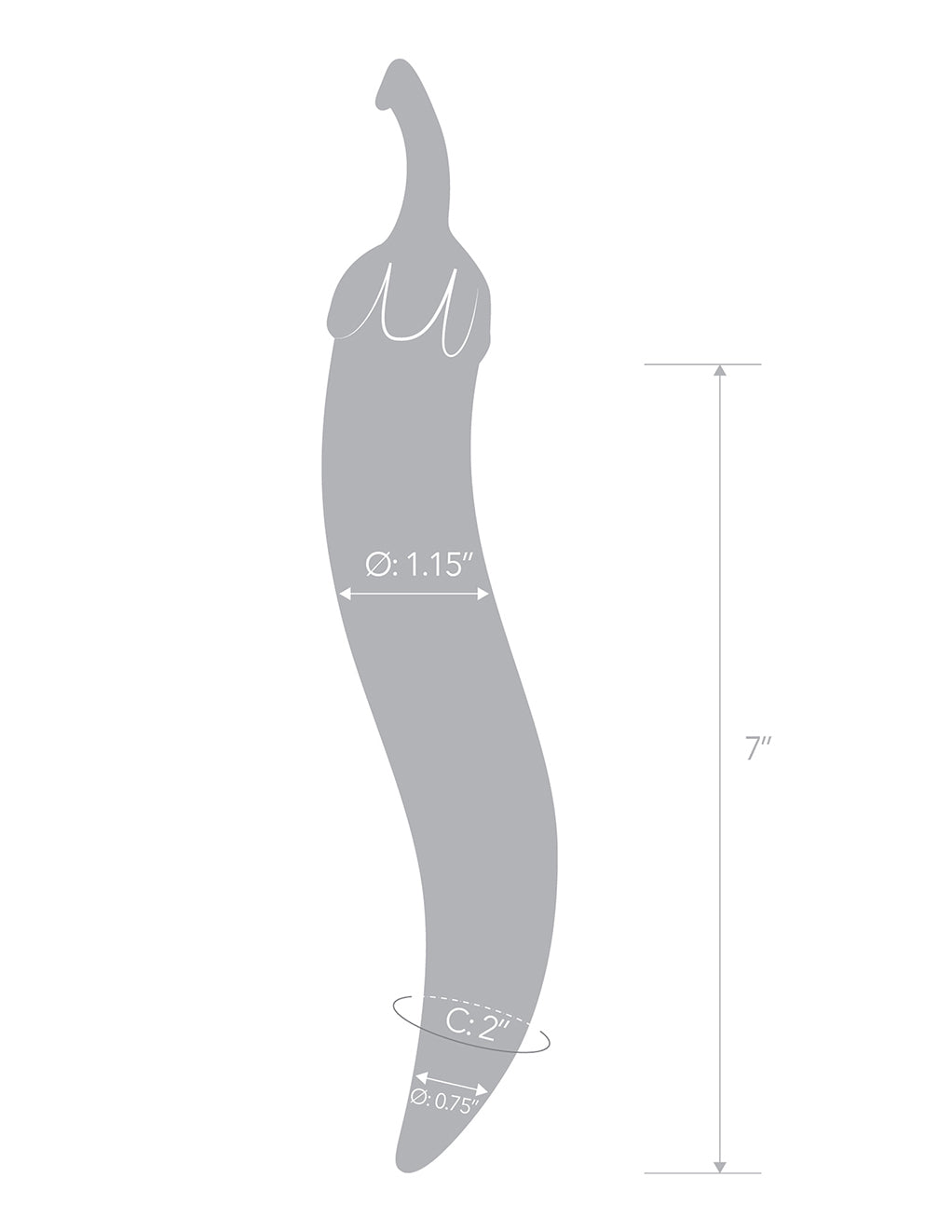 Glas 8.25" Chili Pepper Dildo- dimensions