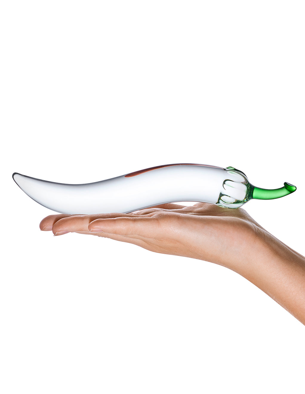 Glas 8.25" Chili Pepper Dildo- in hand