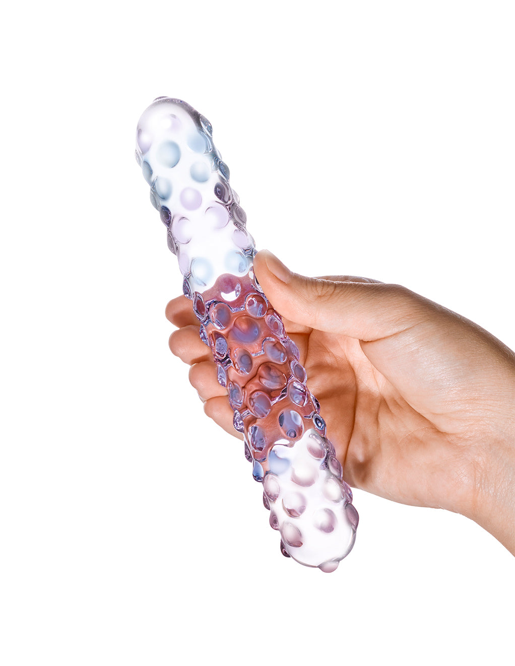 Glas 7" Purple Rose Nubby Dildo- In Hand