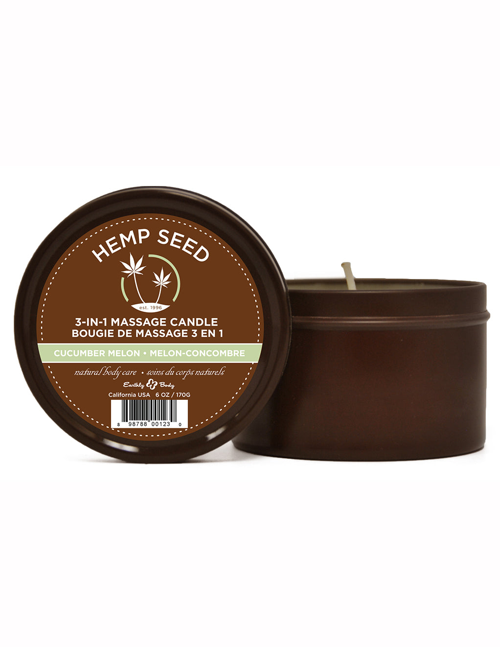 Earthly Body 3-in-1 Massage Candle- Cucumber Melon- Front