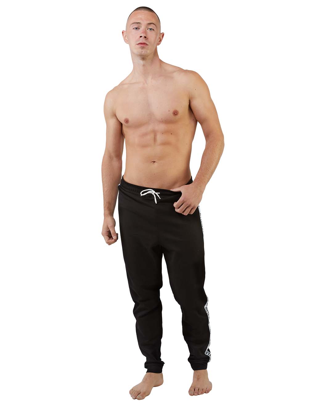 HUSTLER Logo Tape Joggers- Black front