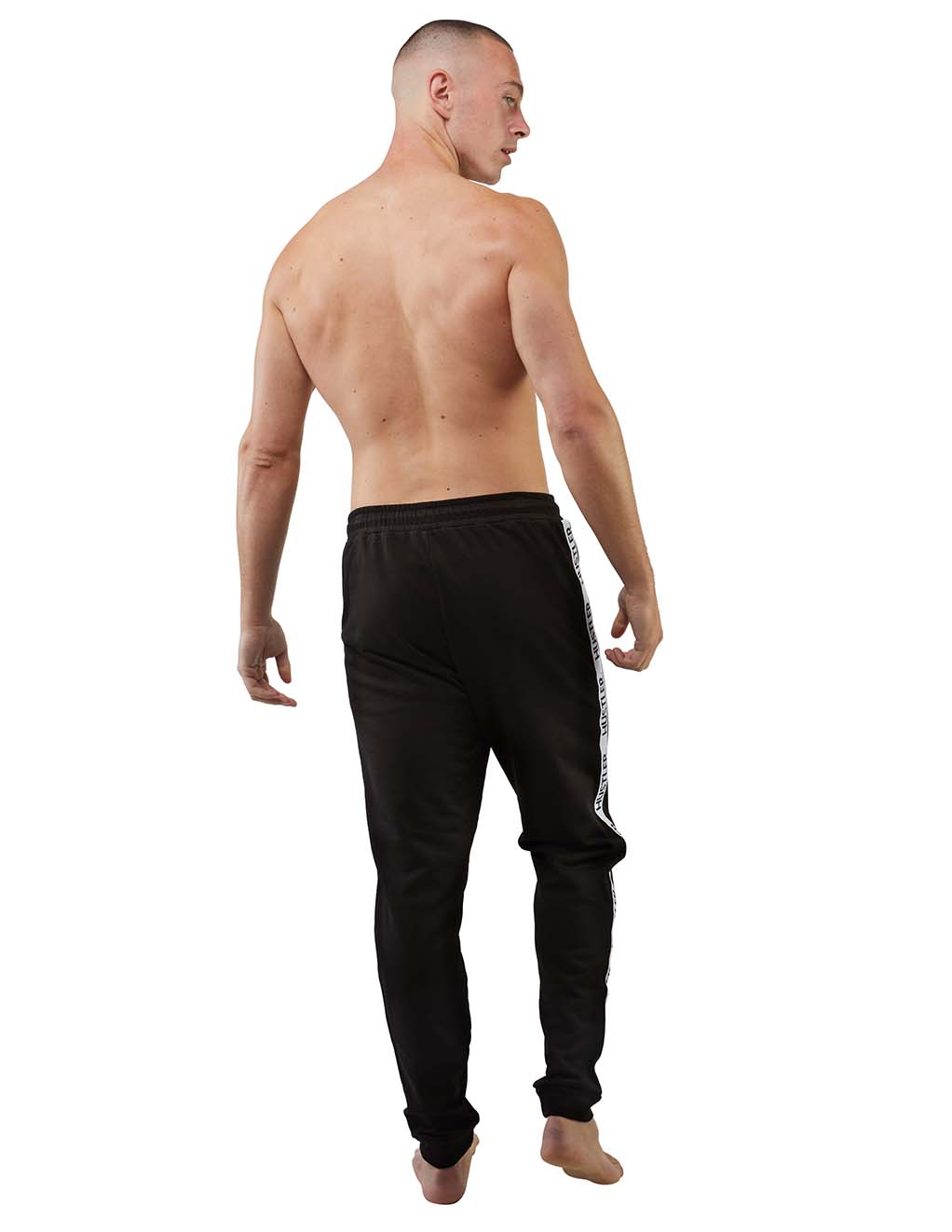 HUSTLER Logo Tape Joggers- Black back
