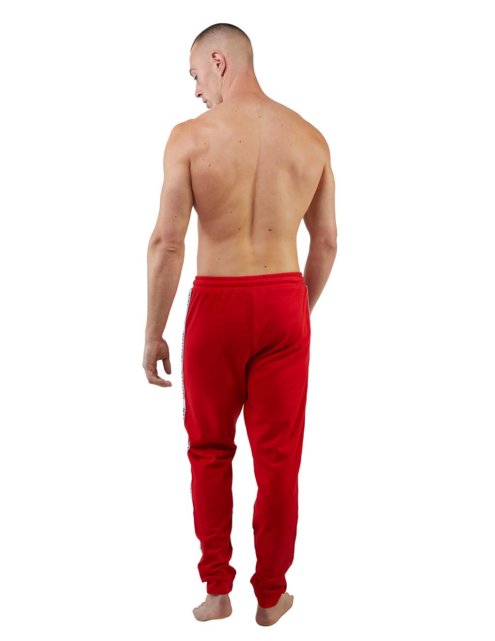HUSTLER Logo Tape Joggers- red back