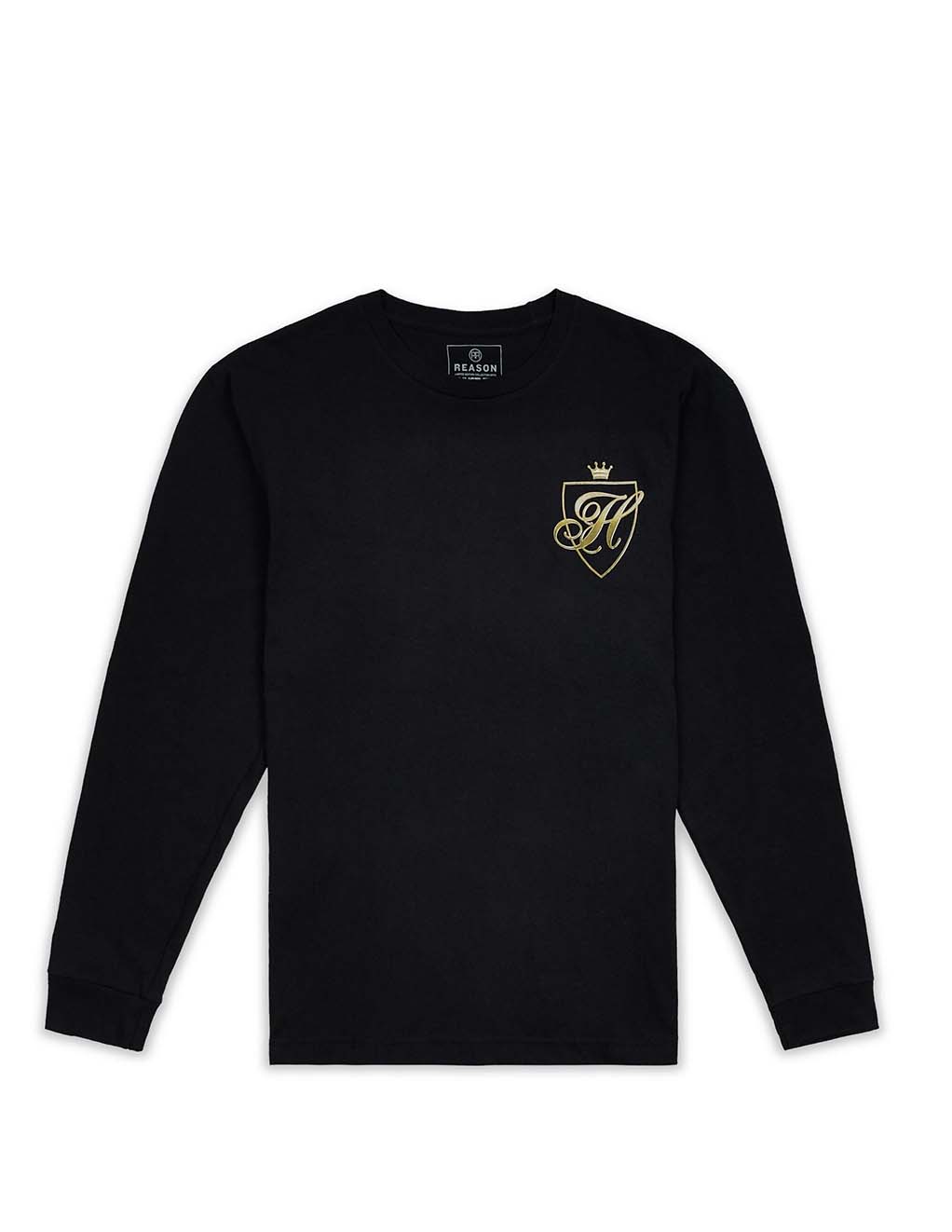 HUSTLER® Shield Long Sleeve T-Shirt- Black- Front