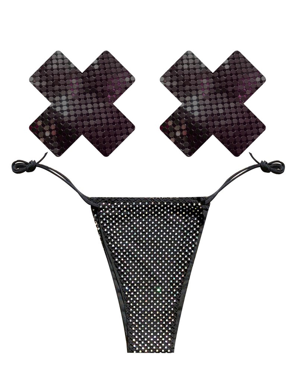Neva Nude Pasties & Bikini- Black- Front