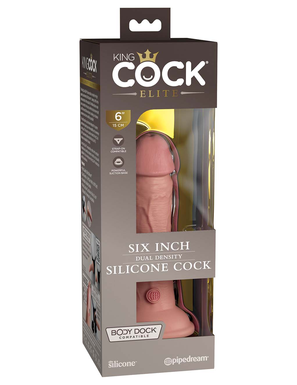 King Cock Elite 6" Silicone Cock- Light- Box