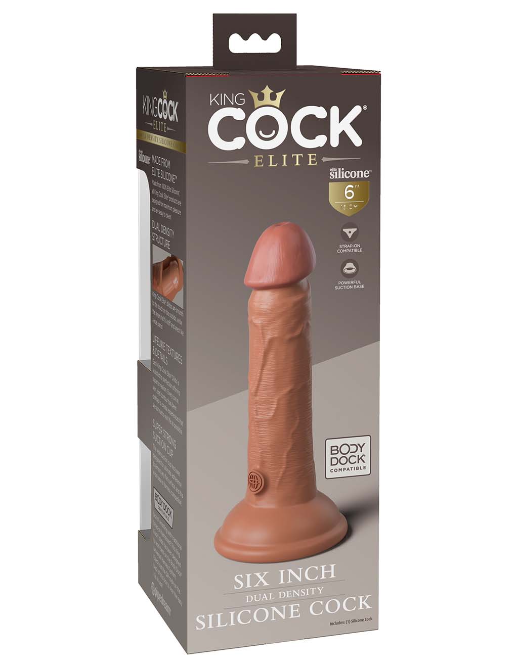 King Cock Elite 6" Silicone Cock- Medium- Box Back