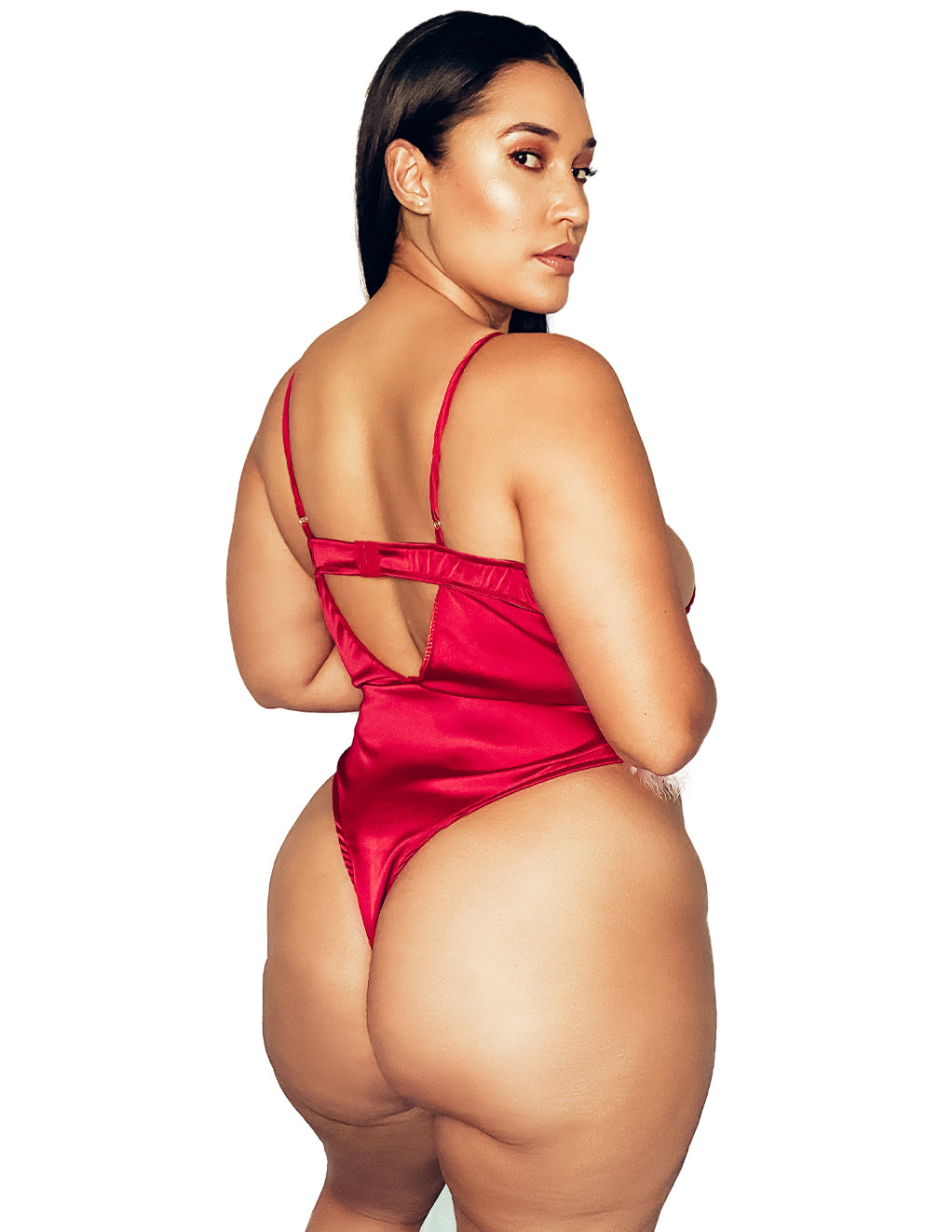 Roma Marabou Satin Teddy- Back