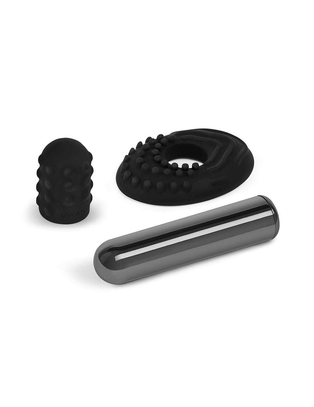 Le Wand Bullet Rechargeable Clitoral Vibrator- Black- Attachments