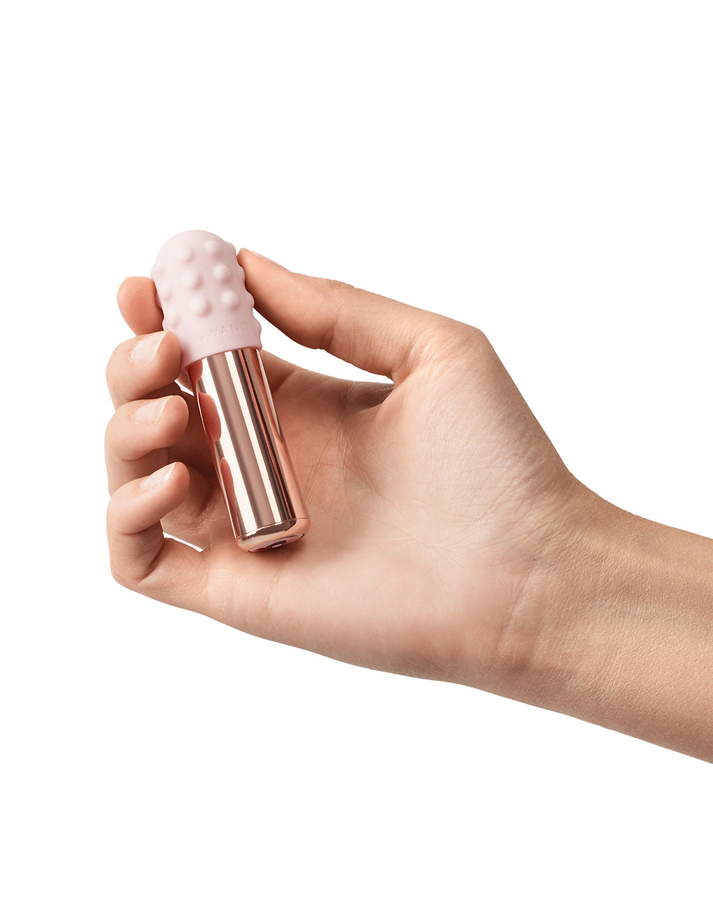 Le Wand Bullet Rechargeable Clitoral Vibrator- Rose Gold- In hand