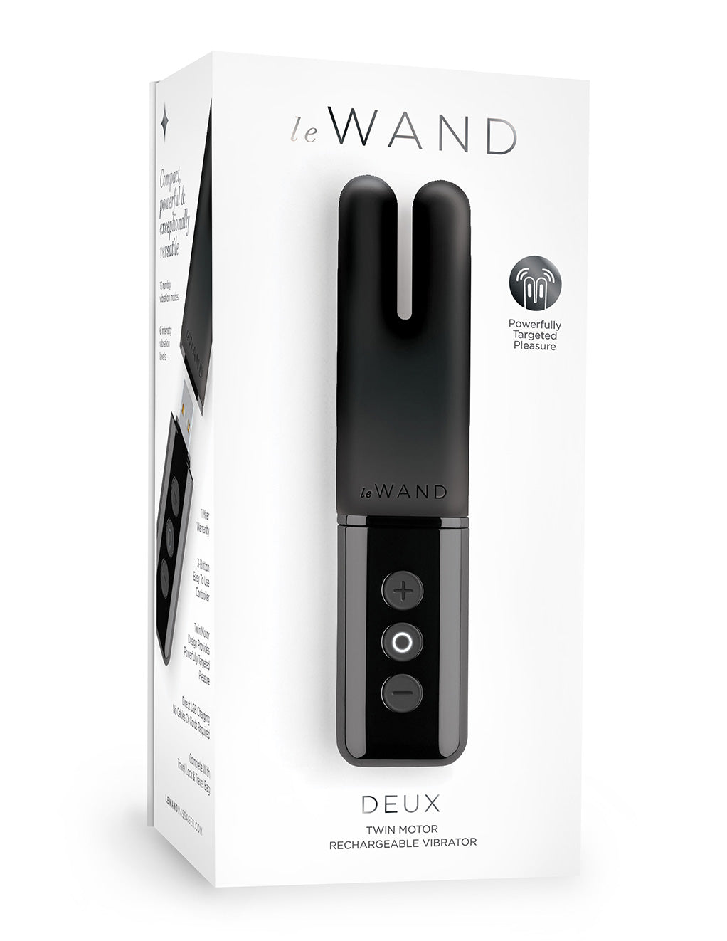 Le Wand Deux Rechargeable Clitoral Vibrator- Black- Box