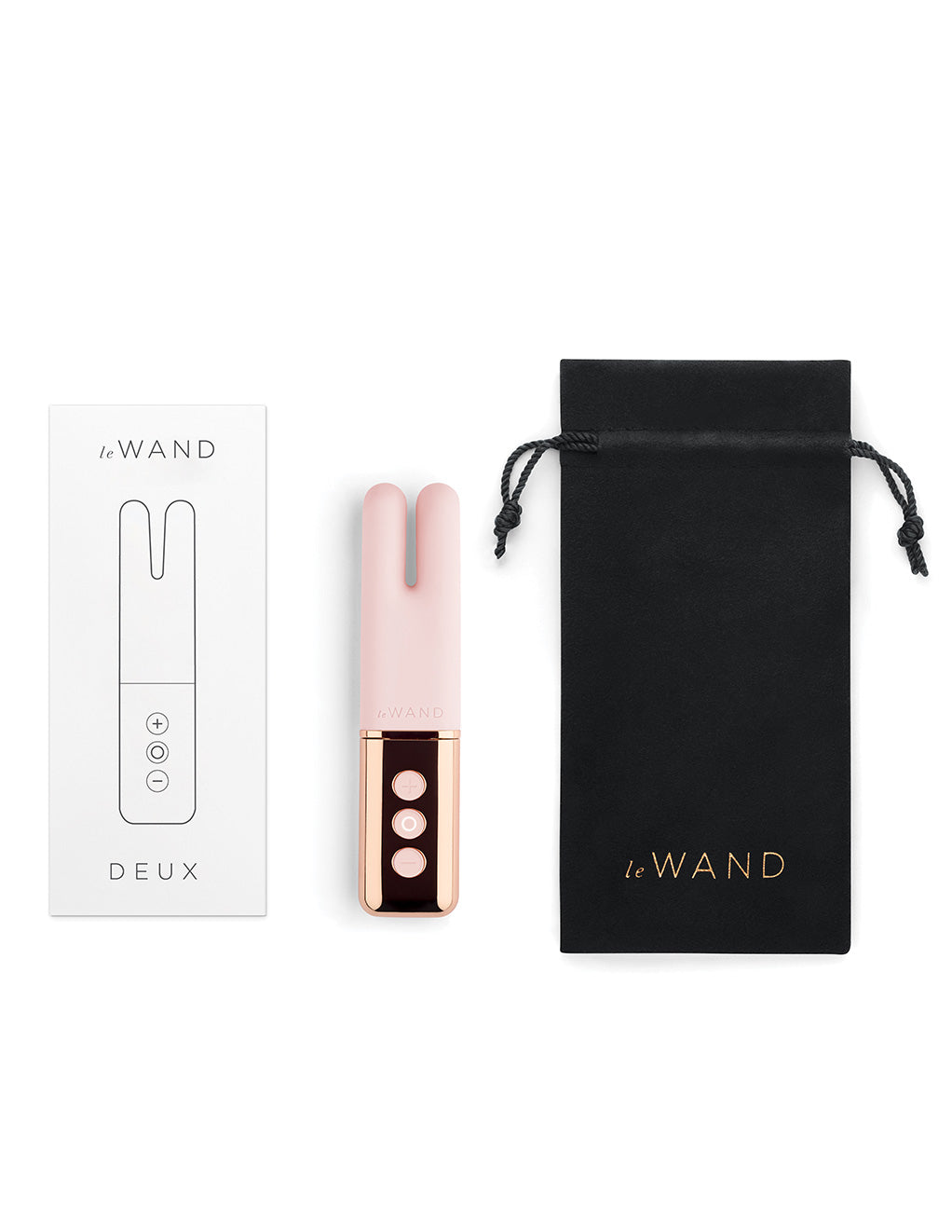 Le Wand Deux Rechargeable Clitoral Vibrator- Rose Gold- Contents