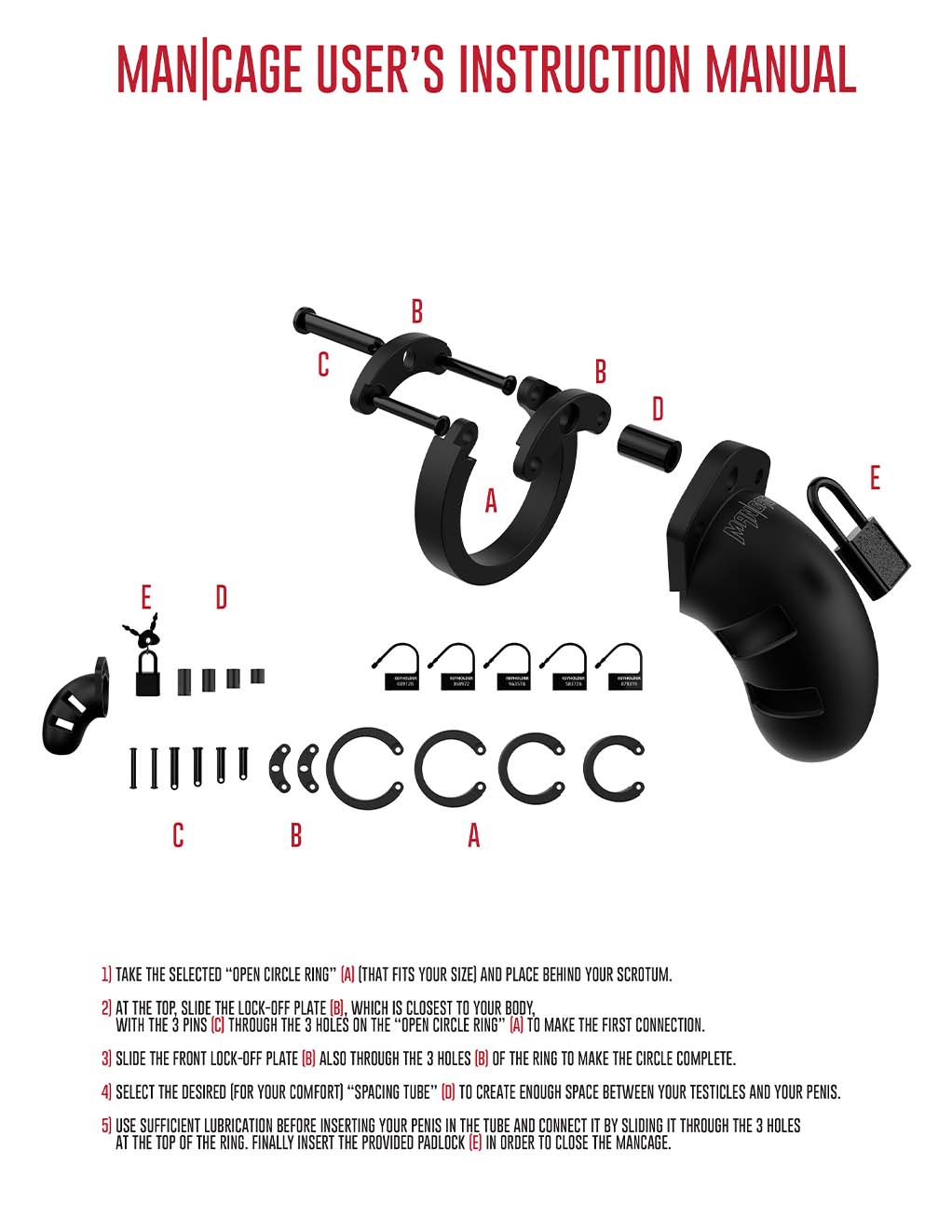 ManCage Model 20 Silicone Cock Cage 3.5"- Manual