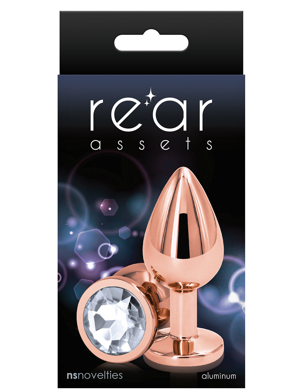 Rear Assets Rose Gold Plug- Clear- Medium- Box