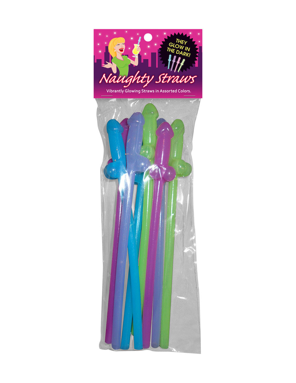 Glow in the Dark Naughty Penis Straws- Package