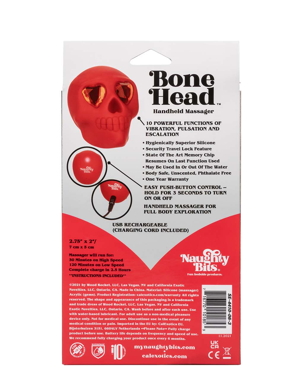Naughty Bits Bone Head Massager- Box- Back