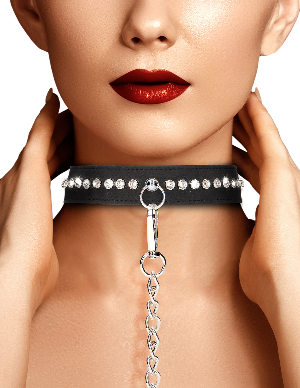 Ouch! Diamond Studded Collar & Leash- On Model