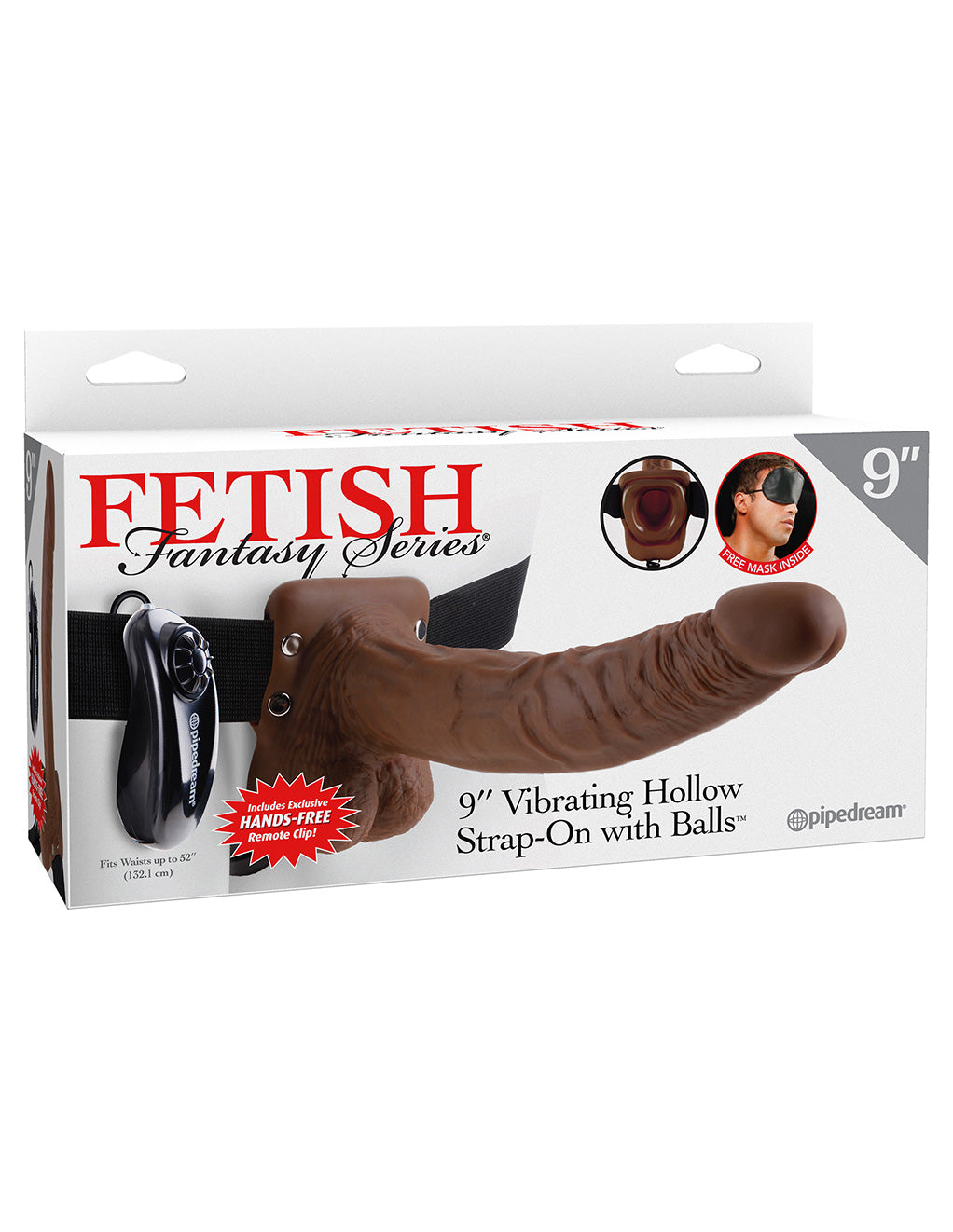 Fetish Fantasy Series 9 Inch Vibrating Hollow Strap-On- Brown- Box