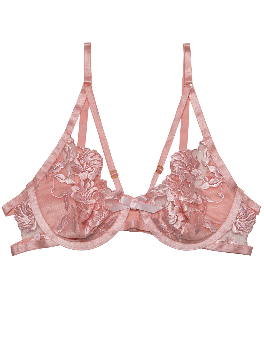 Hustler Satin Sling Cup Bra- Peach- Front
