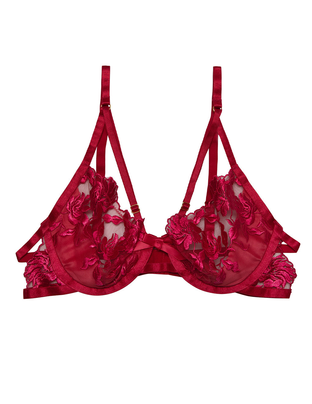 Hustler Satin Sling Cup Bra- Red- Front