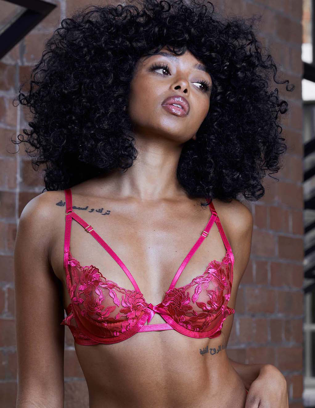 HUSTLER® Satin Sling Cup Bra- Red- Front