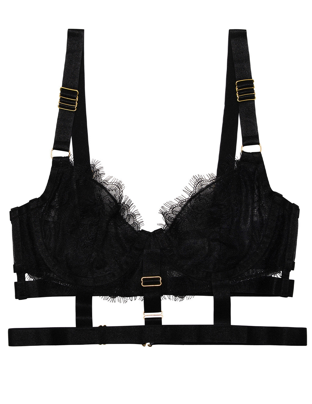 HUSTLER Lace Cage Bra- Black- Front